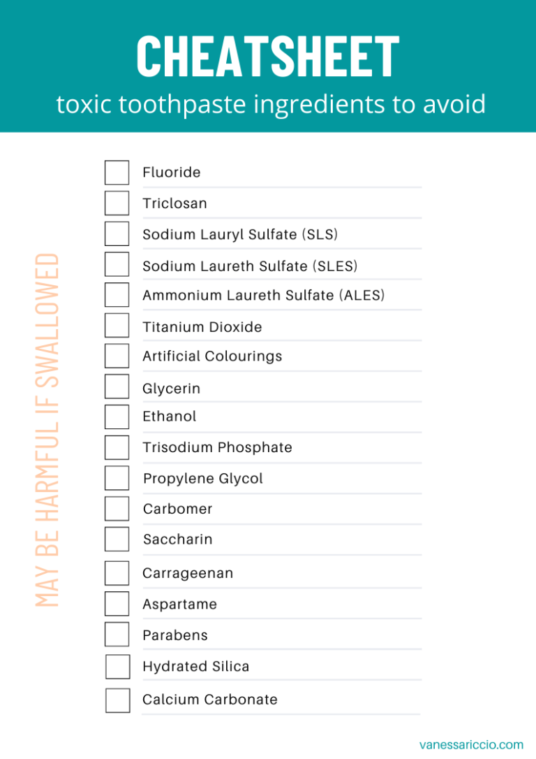 Toxic Toothpaste Ingredients to avoid + cheatsheet